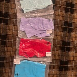 Set of Four Colorful spandex ruched gym shorts